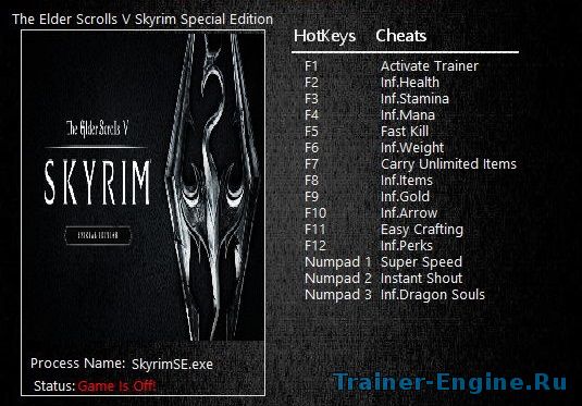 the elder scrolls v skyrim special edition trainer