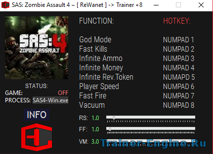 SAS: Zombie Assault 4 Cheats & Trainers for PC